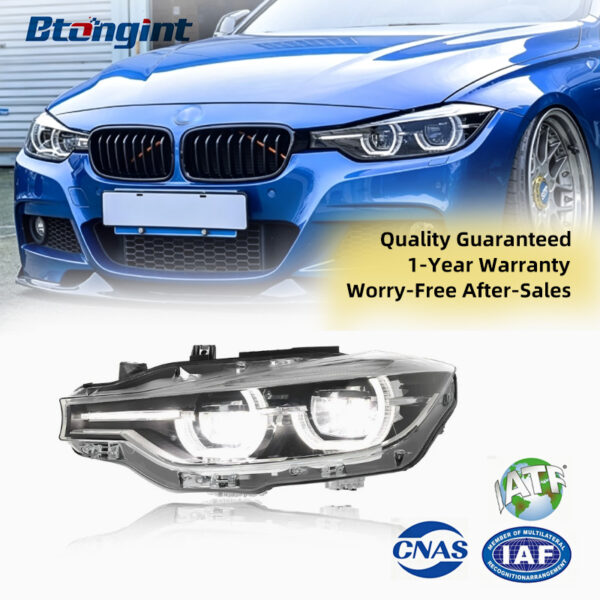 For 2013-2018 BMW 3 Series F30 Headlight Assembly Upgrade, High Spec LED Scoop DRL with APP RGB Multi-Color