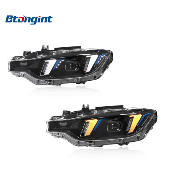 For 2013-2018 BMW 3 Series F30 Headlight Assembly Retrofit, Fang Style LED DRL & Turn Signal Projector