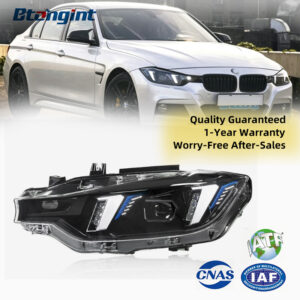 For 2013-2018 BMW 3 Series F30 Headlight Assembly Retrofit, Fang Style LED DRL & Turn Signal Projector