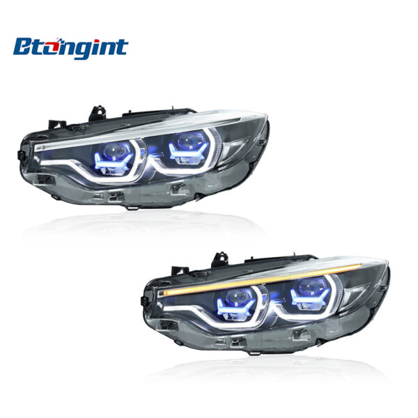 For 2013-2020 BMW 4 Series F32 Headlight Assembly, Modified Blue Frame M4 Style LED Projector with DRL & Turn Signal