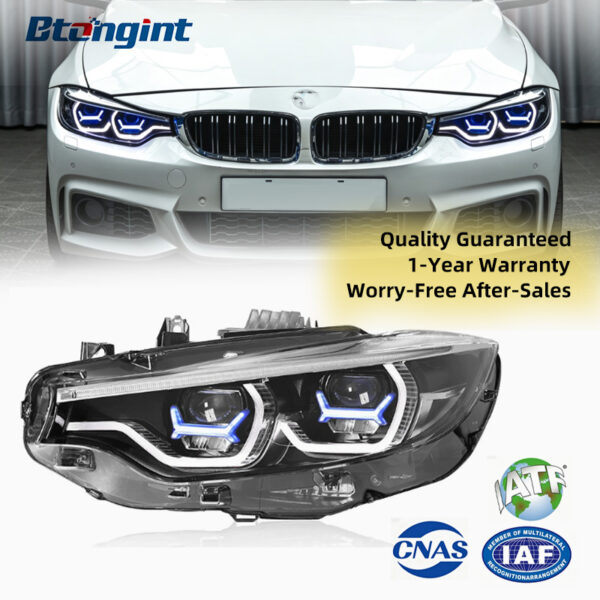 For 2013-2020 BMW 4 Series F32 Headlight Assembly, Modified Blue Frame M4 Style LED Projector with DRL & Turn Signal