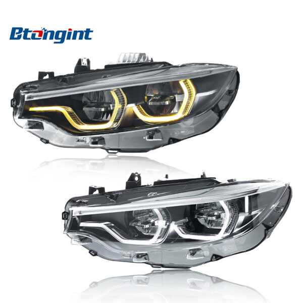 For 2013-2020 BMW 4 Series F32 Headlight Assembly, Upgraded High Configuration Dual-Color LED Scoop DRL & Turn Signal