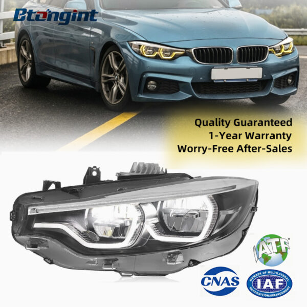 For 2013-2020 BMW 4 Series F32 Headlight Assembly, Upgraded High Configuration Dual-Color LED Scoop DRL & Turn Signal