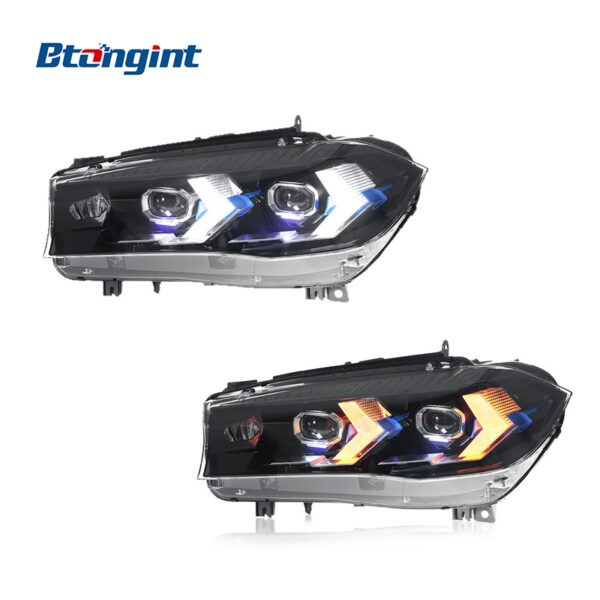 2014-2018 BMW X5 F15 Headlights, Modified New LED Projector Lens with Daytime Running Light & Turn Signal