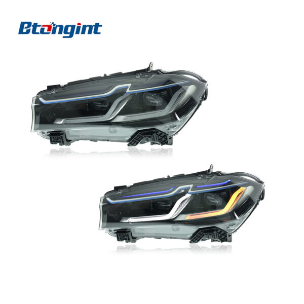 2014-2018 BMW X5 F15 Headlights, Modified LED Blue Eyebrow Daytime Running Light, Turn Signal LED Headlamp, Compatible with X6