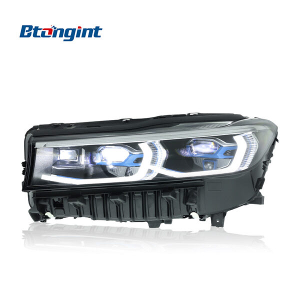 For 2016-2018 BMW 7 Series G12 Headlight Assembly, Modified New Style Blue Ring LED Projector Lens, DRL & Turn Signal