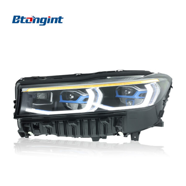 For 2016-2018 BMW 7 Series G12 Headlight Assembly, Modified New Style Blue Ring LED Projector Lens, DRL & Turn Signal