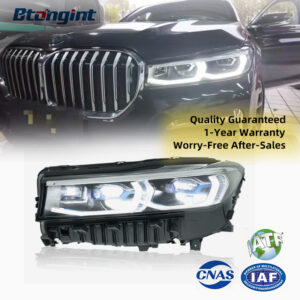 For 2016-2018 BMW 7 Series G12 Headlight Assembly, Modified New Style Blue Ring LED Projector Lens, DRL & Turn Signal
