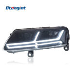 For 2005-2011 Audi A6L Headlight Assembly, Retrofit Q7 Style Sequential DRL LED Bi-Xenon Projector Headlamp