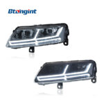 For 2005-2011 Audi A6L Headlight Assembly, Retrofit Q7 Style Sequential DRL LED Bi-Xenon Projector Headlamp