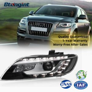 2006-2009 Audi Q7 Headlight Retrofit, Old To New Style, LED Daytime Running Light & HID Dual Beam Projector Lens