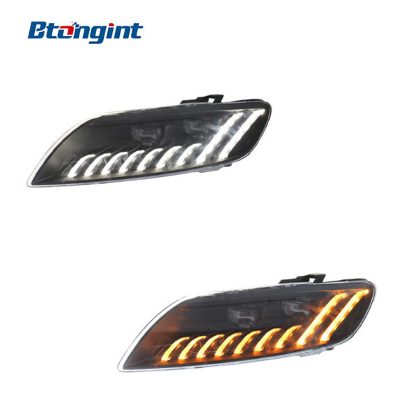 For 2006-2015 Audi Q7 Headlight Assembly Retrofit, LED Sequential Welcome Light, Old To New LED DRL Projector Headlamp