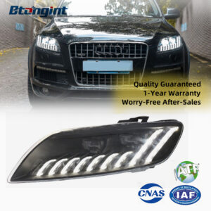 For 2006-2015 Audi Q7 Headlight Assembly Retrofit, LED Sequential Welcome Light, Old To New LED DRL Projector Headlamp