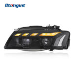 For 2008-2011 Audi A5 Headlight Assembly Retrofit, RS5 Style LED DRL Sequential Turn Signal Projector Headlamp