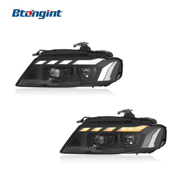 For 2008-2012 Audi A4 B8 Headlight Assembly Retrofit, RS Style LED DRL Sequential Turn Signal Projector Headlamp