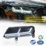 For 2005-2011 Audi A6L Headlight Assembly, Retrofit Q7 Style Sequential DRL LED Bi-Xenon Projector Headlamp