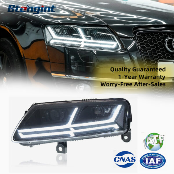 For 2005-2011 Audi A6L Headlight Assembly, Retrofit Q7 Style Sequential DRL LED Bi-Xenon Projector Headlamp