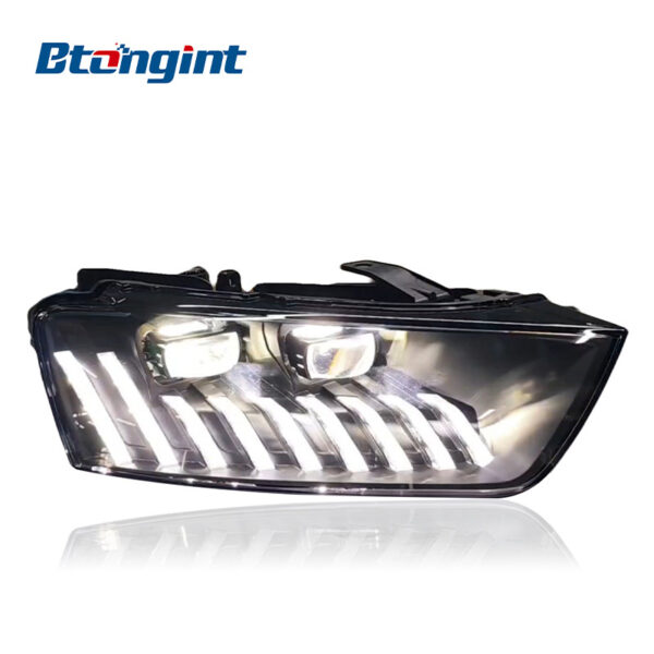 For 2013-2018 Audi Q3 Headlight Assembly Retrofit, LED Projector with Scanning Welcome DRL & Sequential Turn Signal