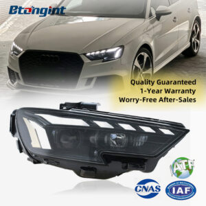 For 2013-2019 Audi A3 Headlight Assembly Retrofit, Full LED Projector with Sequential Turn Signal & Auxiliary DRL