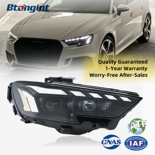 For 2013-2019 Audi A3 Headlight Assembly Retrofit, Full LED Projector with Sequential Turn Signal & Auxiliary DRL