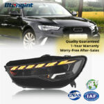 For 2016-2018 Audi A6 Headlight Assembly Retrofit, Horch Style LED Projector with Scanning DRL & Laser Lens