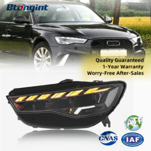 For 2016-2018 Audi A6 Headlight Assembly Retrofit, Horch Style LED Projector with Scanning DRL & Laser Lens
