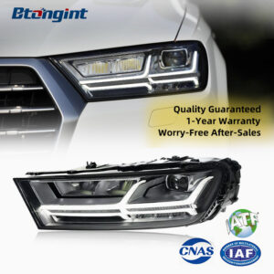 For 2016-2019 Audi Q7 Headlight Assembly, High Spec Aircraft Style Retrofit, LED DRL, Turn Signal, Projector Lens