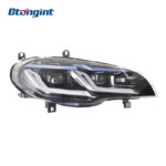 For 2007-2013 BMW X5 E70 Headlight Assembly Retrofit, LED Projector, Blue Eyebrow DRL & Turn Signal