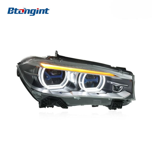 For 2014-2018 BMW X5 X6 Headlight Assembly Retrofit, Blue Line Laser Projector, LED DRL & Turn Signal