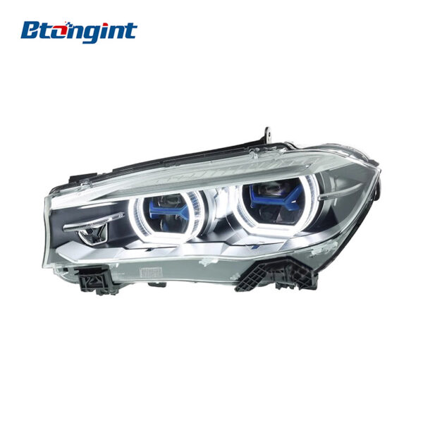For 2014-2018 BMW X5 X6 Headlight Assembly Retrofit, Blue Line Laser Projector, LED DRL & Turn Signal