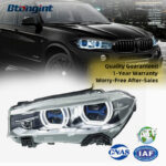 For 2014-2018 BMW X5 X6 Headlight Assembly Retrofit, Blue Line Laser Projector, LED DRL & Turn Signal