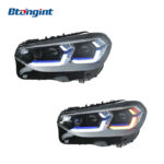 For 2018-2021 BMW X3 G08 Headlight Assembly Retrofit, New Style Blue Eyebrow LED Projector, DRL & Sequential Turn Signal