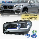 For 2018-2021 BMW X3 G08 Headlight Assembly Retrofit, New Style Blue Eyebrow LED Projector, DRL & Sequential Turn Signal