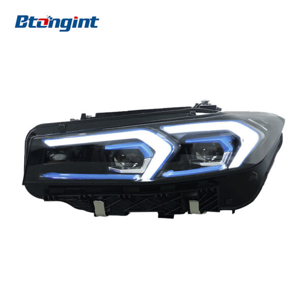 For 2023-2024 BMW 3 Series Headlight Assembly Retrofit, Blue Eyebrow LED Projector, DRL & Sequential Turn Signal