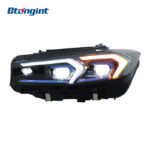 For 2023-2024 BMW 3 Series Headlight Assembly Retrofit, Blue Eyebrow LED Projector, DRL & Sequential Turn Signal