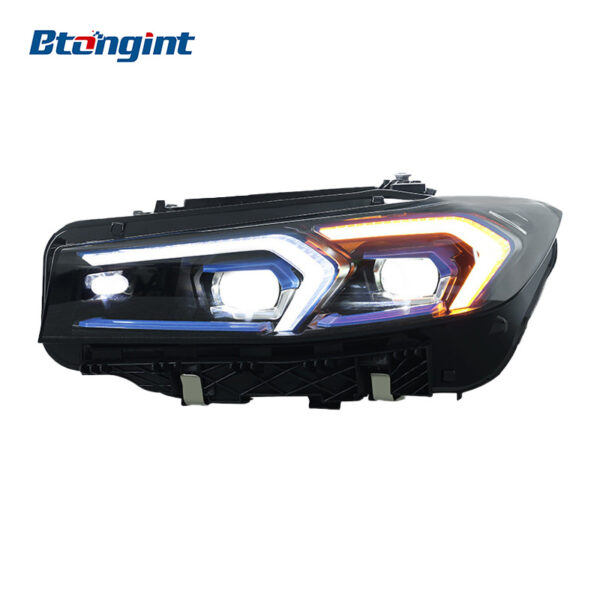 For 2023-2024 BMW 3 Series Headlight Assembly Retrofit, Blue Eyebrow LED Projector, DRL & Sequential Turn Signal