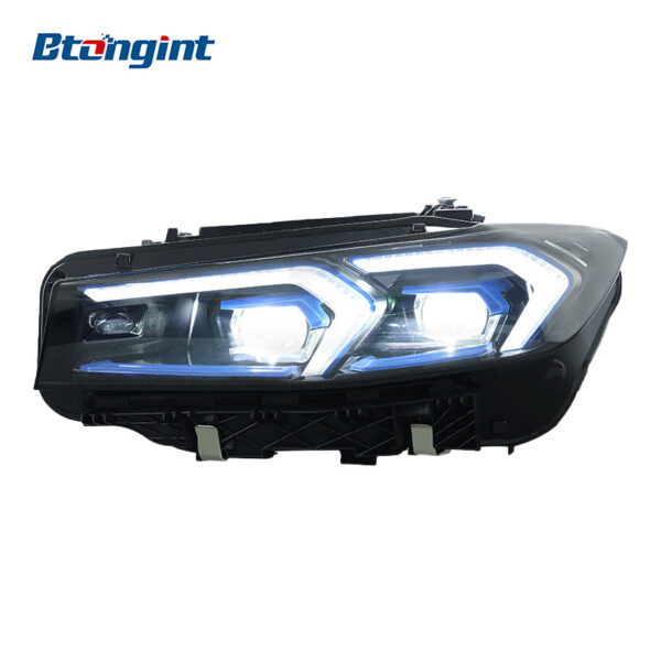 For 2023-2024 BMW 3 Series Headlight Assembly Retrofit, Blue Eyebrow LED Projector, DRL & Sequential Turn Signal