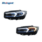 For 2023-2024 BMW 3 Series Headlight Assembly Retrofit, Blue Eyebrow LED Projector, DRL & Sequential Turn Signal
