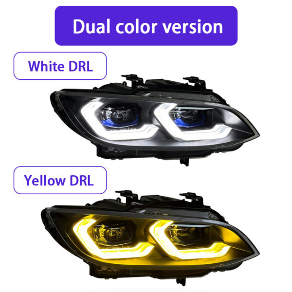For 2007-2010 BMW 3 Series E92 E93 M3 Headlight Assembly Retrofit, Dual Color LED Front Headlamp