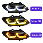 For 2007-2010 BMW 3 Series E92 E93 M3 Headlight Assembly Retrofit, Dual Color LED Front Headlamp