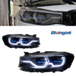 For BMW 3 Series 3GT F34 2013-2019 Headlight Assembly Retrofit, Spoon Style LED DRL, Sequential Turn Signal & Projector Lens