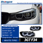 For BMW 3 Series 3GT F34 2013-2019 Headlight Assembly Retrofit, Spoon Style LED DRL, Sequential Turn Signal & Projector Lens