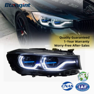 For BMW 3 Series 3GT F34 2013-2019 Headlight Assembly Retrofit, Spoon Style LED DRL, Sequential Turn Signal & Projector Lens
