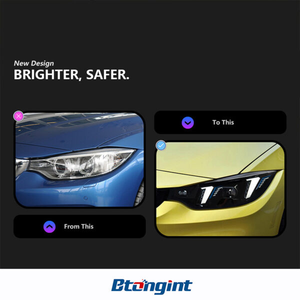 For BMW 4 Series F32 2013-2020 Headlight Assembly Retrofit, Fangs Style LED DRL, Turn Signal & Projector Lens