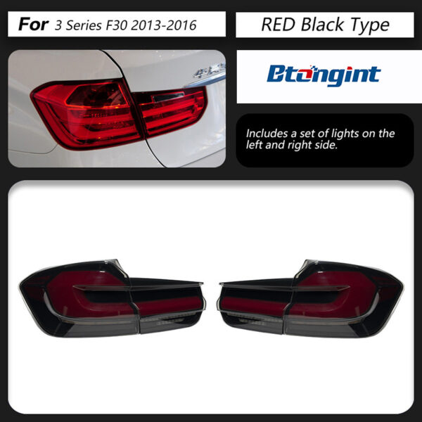 BMW 3 Series F30 F35 Retrofit Taillights, 5 Series Shape LED Rear Lamp, Sequential Turn Signal, Brake Light, Plug & Play