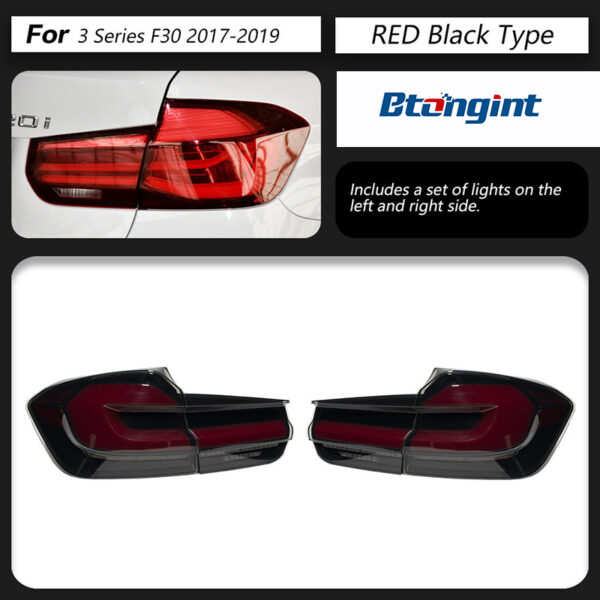 BMW 3 Series F30 F35 Retrofit Taillights, 5 Series Shape LED Rear Lamp, Sequential Turn Signal, Brake Light, Plug & Play
