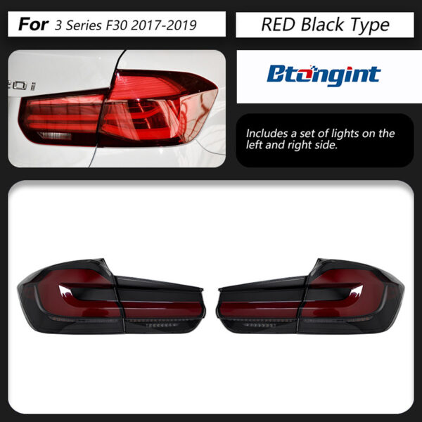 BMW 3 Series F30 F35 Retrofit Taillights, 5 Series Shape LED Rear Lamp, Sequential Turn Signal, Brake Light, Plug & Play