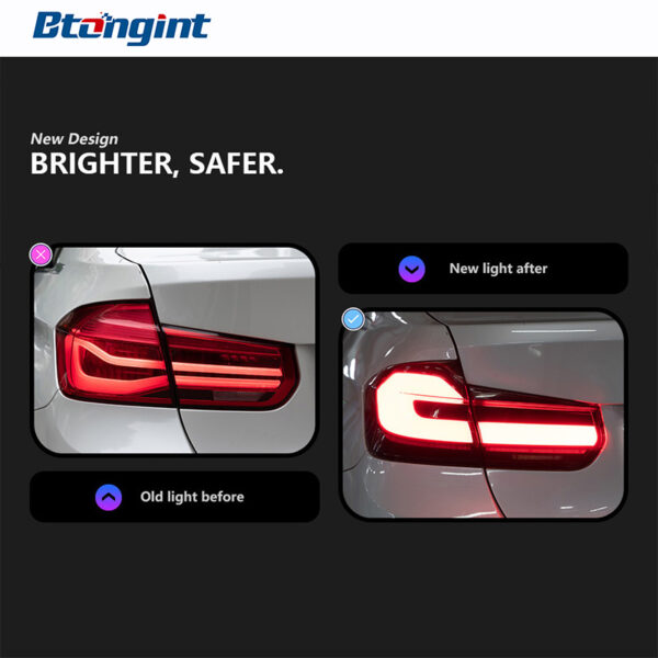 BMW 3 Series F30 F35 Retrofit Taillights, 5 Series Shape LED Rear Lamp, Sequential Turn Signal, Brake Light, Plug & Play