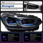 For 2018‑2021 BMW X3 G01 G08, Aftermarket Retrofit Old‑to‑New Upgrade Headlamp Assembly, Bi‑LED Projector Lens, Sequential LED Turn Signal, DRL, Plug‑and‑Play 12V Auto Headlight