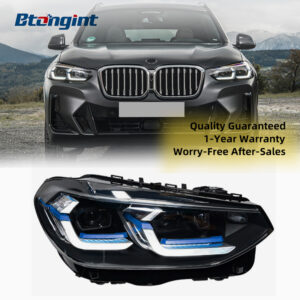 For 2018‑2021 BMW X3 G01 G08, Aftermarket Retrofit Old‑to‑New Upgrade Headlamp Assembly, Bi‑LED Projector Lens, Sequential LED Turn Signal, DRL, Plug‑and‑Play 12V Auto Headlight